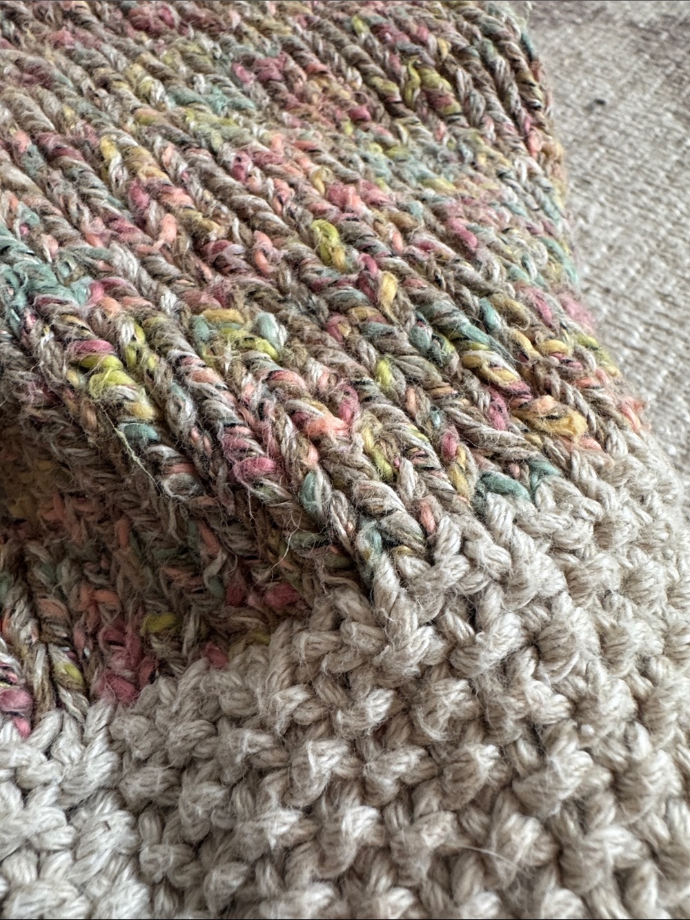 Hand-Knit Cream & Multicolor Baby Cardigan - Picture 6 of 6